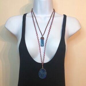 Bundle lot 2 stone/gemstone necklaces Nakamol and more, layered look.